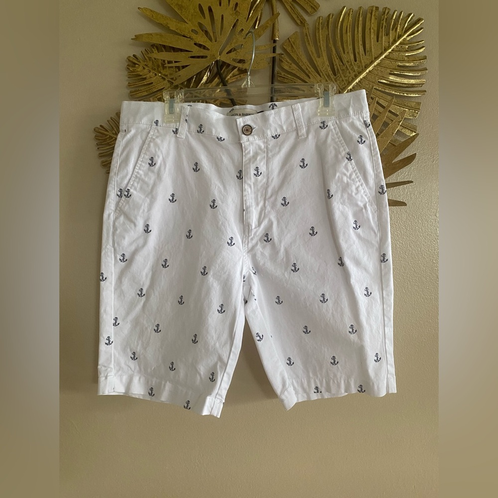 White Anchor Print Men Shorts
